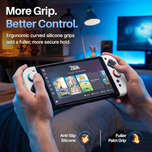 TNP JoyCon Cover for Nintendo Switch 2, Silicone Controller Case, White | 2-Piece Anti-Slip Skin Set for Left and Right Joy-Con 2 Controllers with Matching Thumb Grip Caps; Controllers Not Included - color: White