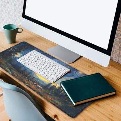 UFO Mouse Pad Fantasy Starry Night Mountain Cow Extended Mousepad Waterproof Stitched Edges Rubber Base Non-Slip Deskmap Computer Keyboard Mat Office Computer Keyboard Laptop 31.5x11.8 Inch - color: UFO_17, size: 31.5L x 11.8W inches