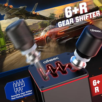 aikeec USB Truck Simulator Shifter for Logitech G29 G27 G25 G920 Thrustmaster T300RS/T500 GT Sim Racing Shifter for PC Windows Racing Games, Froza, Dirt, WRC, Assetto Corsa ATS & ETS2 6+R - size: 6+R without clamp