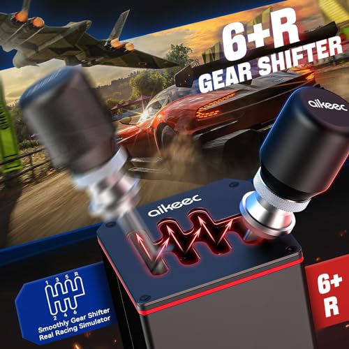aikeec USB Truck Simulator Shifter for Logitech G29 G27 G25 G920 Thrustmaster T300RS/T500 GT Sim Racing Shifter for PC Windows Racing Games, Froza, Dirt, WRC, Assetto Corsa ATS & ETS2 6+R - size: 6+R without clamp