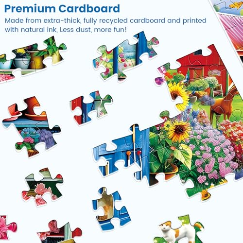 300 Pieces Puzzle for Adults | Flowers House Puzzle | Recycled Cardboard Large Piece Jigsaw Puzzles 300 Pieces | Challenging Game Home Decor Birthday Party Gift Toy 20.5 * 15 inch - style: FLowers House