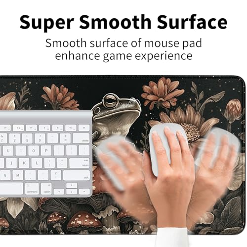 Frog On Mushrooms for MTG & TCG Playmat Mouse Pad,BFDHGQZC 24" x 14" Game Mat for MTG/RPG/CCG Trading Card Game Playmats Table Mat Perfect for Card Games Video Games Computer Office - color: Frog on Mushrooms