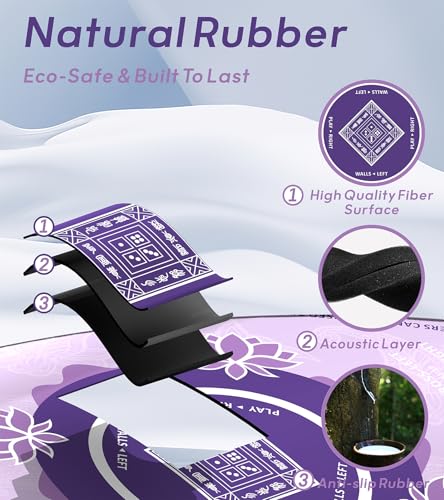 Mahjong Mat for Table, American Mahjong Mat(Purple) | 31.5" x 31.5",Anti-Slip, Noise-Reducing Gaming Mat for Mahjong/Poker/Board Games/Card Games/Dominoes - color: Purple