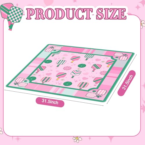 Seenelling Mahjong Mat 31.5" x 31.5" Non-Slip Noise Reduction Mahjong Table Mat Multi Purpose Game Table Cover for Mahj Tiles Board Poker Dominoes Tile Games(Pastel Court Sport)