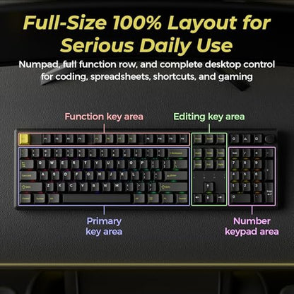 Keychron J5 HE Wireless Hall Effect Gaming Keyboard, 107-Key Full Siz | Magnetic Switch, Rapid Trigger, RGB Backlight, Knob, QMK Launcher, 2.4GHz/Bluetooth 5.2/USB-C, for Mac Windows Linux