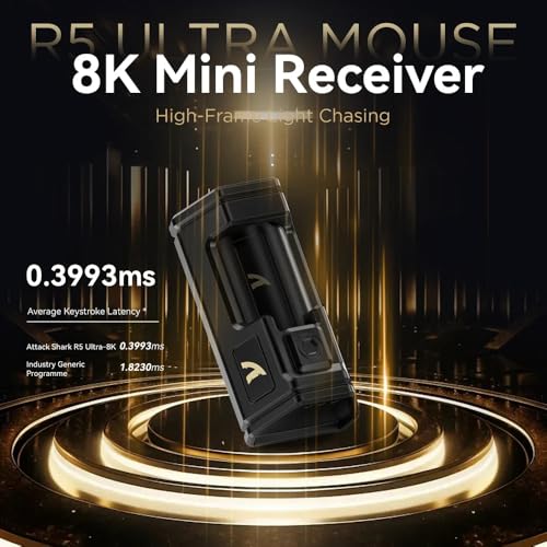 ATTACK SHARK R5Ultra 8K Carbon Fiber Wireless Gaming Mouse, Black | 42K DPI,PAW3950 MAX Sensor,39g Ultra-Lightweight,Nordic 52840 MCU Chip,Wired/BT/2.4GHz Wireless Programmable Mice for PC/Mac - color: Black