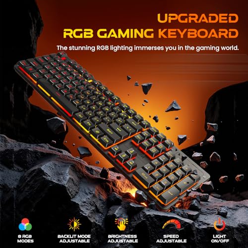 Redragon K521KS Wireless Gaming Keyboard, Tri-Mode BT/2.4G/USB-C RGB Mechanical Feeling Keyboard with Multimedia Keys, 4000mAh Battery, Anti-Ghosting, Compatible with PC - Upgrade - color: Black