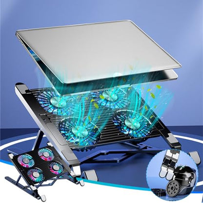 Gaming Laptop Cooling Pad with 2 Cooler Fans, RGB Lights, 7 Gear Height Adjustments, Computer Stand Base with Silent Fans, Laptop Fan Cooler Laptop Cooling Stand Gifts for Women Men