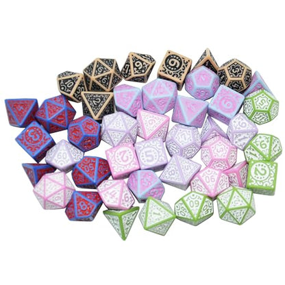SmartDealsPro Retro Polyhedral Dice Sets with Pouches for D&D DND RPG MTG Dungeon and Dragons Table Board Roll Playing Games D4 D6 D8 D10 D% D12 D20 - color: 6-color Retro Sets 2