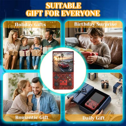 Upgrade S600 Retro Gaming Console, Anti-Slip Patterns Retro Handheld Game Console, 4.0 Inch 720x720 IPS Screen and 18,000+ Classic Games Retro Game Console for Gaming/Playdate/Party/Gift, Red 64G - style: Red 64G