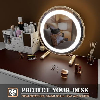 K KNODEL Large Office Leather Desk Mat, Mouse and Keyboard Pad, Computer and Laptop Mat, Desktop Protector and Cover, Writing Pad and Blotter (35.4"x17", Dark Brown) - color: Dark Brown, size: 35.4" x 17"