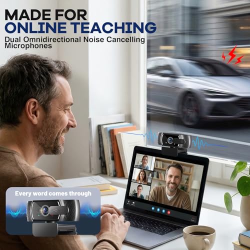 4K Webcam with Microphone for PC & Streaming Computer Camera | PDAF autofocus, dual noise-canceling mics & low-light correction. Best usb hd webcam for mac, laptop and smooth streaming.