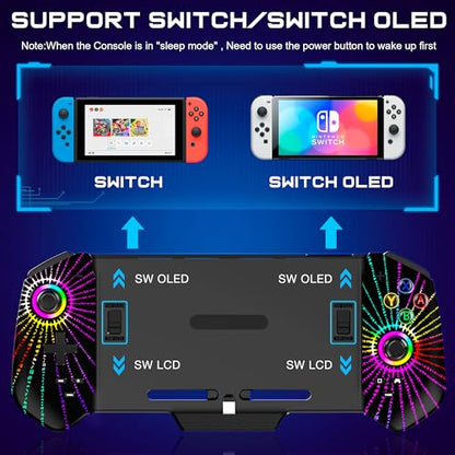 KICKDOT Switch Controller with Hall Joystick for Nintendo Switch/OLED, One-Piece Wired Switch Pro Control with Turbo/4 Game Slot/Vibration, Handheld Joypad Controller for Nintendo Switch Controller