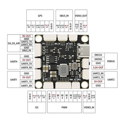 AERO SELFIE F405NC Drone Flight Controller, 2-10S LiPo, BMI42688 IMU, SPL06/DPS310 Barometer, OSD, 6 UART, 10 PWM, BEC 5V/9V, MicroSD Slot, Supports Betaflight, Ardupilot, INAV