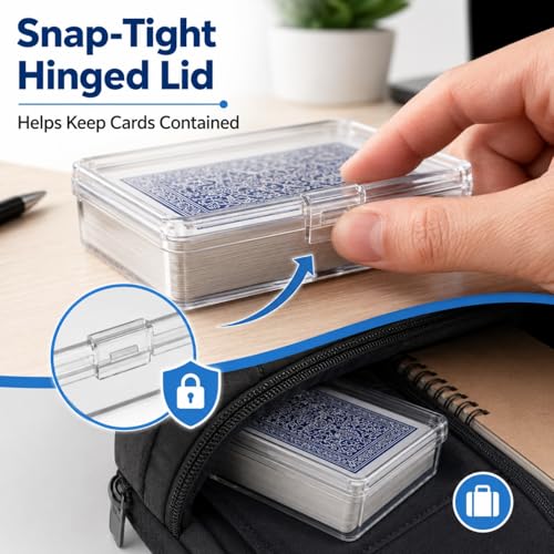 24 Pack Card Deck Box, Clear Plastic Playing Card Case, 1.2mm Thick Snap-Tight Card Storage Box for Standard Playing Cards, Game Cards and Small Parts, 3.8 x 2.7 x 0.82 in - color: 24PCS - 3.8x2.7x0.82 Inch