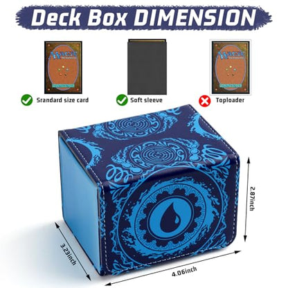 Deck Box for MTG Cards, Trading Commander Deck Case Holds 120+ Sleeved Cards, PU Leather Magnetic Collectible Card Storage Box Fits for TCG Magic Card (Blue) - color: Blue