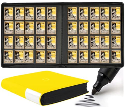 D DACCKIT 2000 Pocket Card Binder - Premium 20 Pocket Trading Card Binder with Sleeves Fits 2000 Cards, Ringless Card Album for TCG - Model A，Golden Yellow - color: Golden Yellow