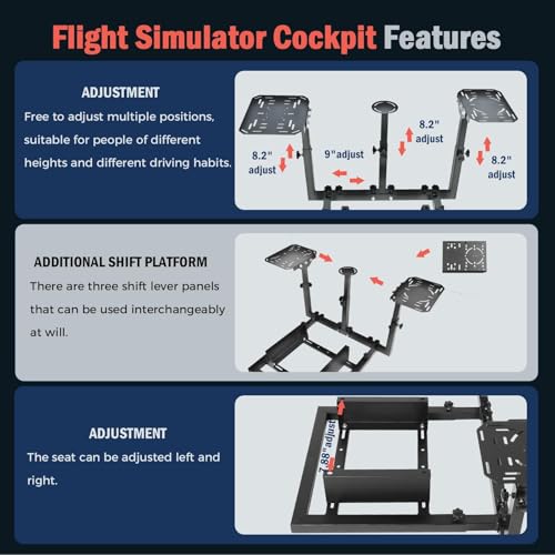 Gazzyt Flight Simulator Cockpit with Red Race Seat Compatible with Logitech X52, for Thrustmaster,for Hotas Honeycomb Warthog,Not Included Throttle and Joystick