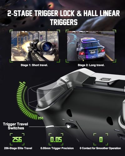 PXN P5 Wireless Gaming Controller for PC, Steam Deck, Switch, Android & iOS | Hall Effect Joysticks & Triggers, 1000Hz Polling, 4 Macro Buttons, 2.4G/BT/SW, Turbo, App