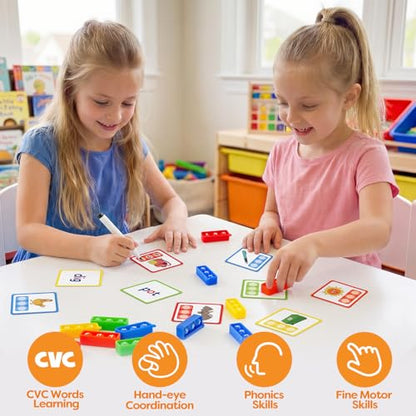 Aizweb CVC Word Games Kindergarten,Phonics Games for Kids Ages 3-8,CVC Flashcards for Preschool Special Education Classroom Supplies,Reading&Spelling Activity Phonics Manipulatives for Kids - style: CVC