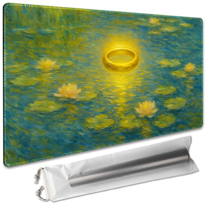 Board Game 14x24in MTG Playmat Compatible for OCG CCG RPG TCG Playmats (Golden Halo in Water) - color: Golden Halo in Water