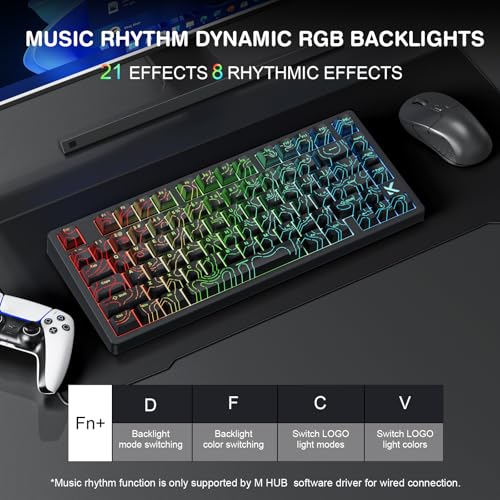x MCHOSE Jet75 Magnetic Keyboard,75% Wired Gaming Keyboard Hall Effect Switch,Rapid Trigger Mode,8K Hz Polling Rate,0.1ms Lantency,Rhythmic RGB Backlight (Topograhic Black, Starburst Switch) - color: Topograhic Black, size: Starburst Switch
