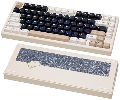 KEEBMONKEY WOBKEY Rainy 75 CNC Aluminum HMX/JWK/Cocoa Switches Triple-Mode Connectivity Mechanical Keyboard with Superior Acoustics, RGB/FR4/Silver SUS304/7000mAh/Cocoa Switch (Pro - White) - style: Pro - White
