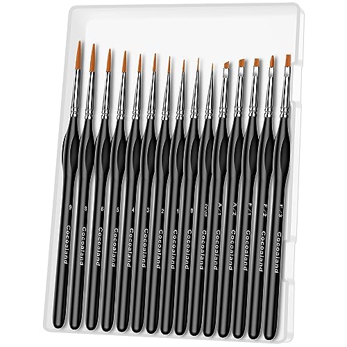 Miniature Paint Brushes,15Pcs Small Fine Tip Paintbrushes, Micro Detail Paint Brush Set, Triangular Grip Handles Art Brushes Perfect for Acrylic, Watercolor, Oil, Craft, Models(Black) - color: Black, size: 15