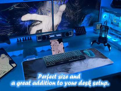JMIYAV White RGB Gaming Mouse Pad 31.5x12 Inch PC XL Large Extended Glowing Led Light Up Desk Pad Non-Slip Rubber Base Computer Cute Mousepad Mat Desk Accessories Gaming Setup 94-673 - color: Deep Surge
