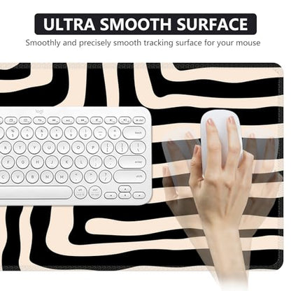iCasso Gaming Mouse Pad (35.4x15.7 in), Keyboard Mouse Mat for Work, Curve | Large Stable Rubber Base Mousepad with Stitched Edges, Game, Office, Home - color: Curve