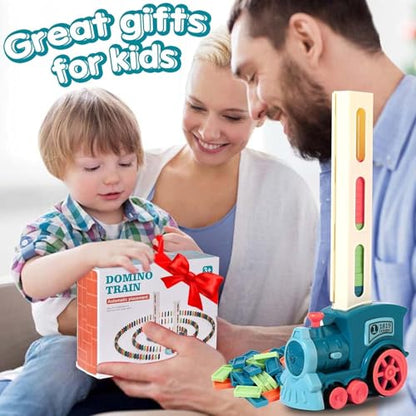 200 PCS Domino Train Toys Set, Automatic Dominos Building and Stacking Creative Game for 3+ Year Old, Electric Dominoes Stem Montessori Toys for Kids Autistic Boys 3 4 5 6 Year Old Birthday Gifts
