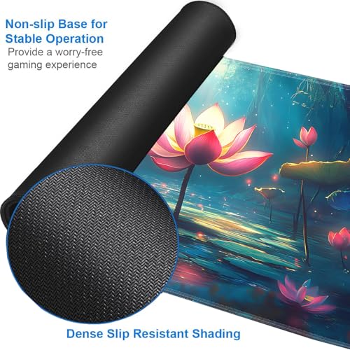 for MTG Game Playmat - 24 x 14 inches with Dices and Storage Bags, Non-Slip Base for TCG and Board Game Card Mats, Trading Card Games Mat, Lotus Pond Night Scene Pattern Collectible Card Playmats - color: Jv-playmat-p7-1-d119