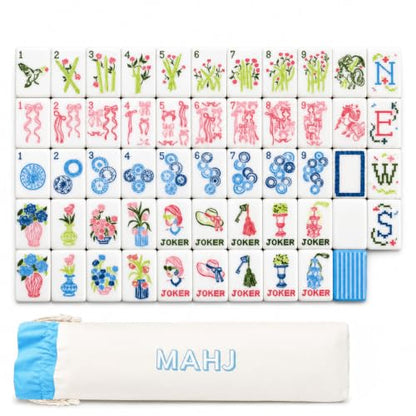 4 Layer Mahjong Tiles, 160 Pcs Premium Acrylic American Mahjong Set with Dice Bag, 13 Styles Available Clear Engraved Western Game for Adults Home Travel Parties & Social Games (05) - color: 05