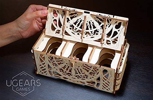 UGears 3D Puzzle for Board Games - Wooden Card Holder for 12 Sets of Playing Cards - Unique Mechanical Devices for Family Tabletop and Role-Playing Games - Wooden Construction Kits for Adults