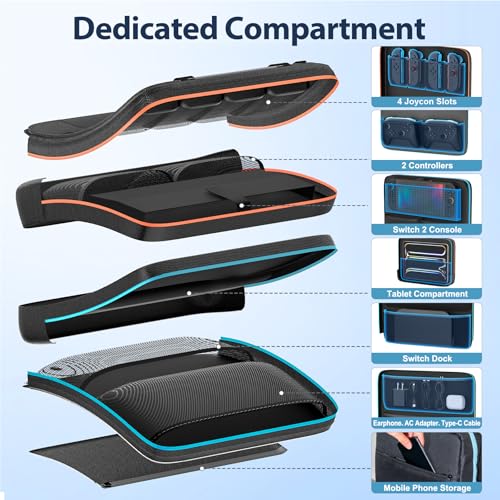 Switch 2 Bag,Switch 2 Travel Case for Nintendo 2 Console & OLED - Hard Shell Protective Storage Bag Carrying Case for Pro Controller, Dock, Joycon, Charger, Cables,14 Game Card Slots, Accessories - size: Large