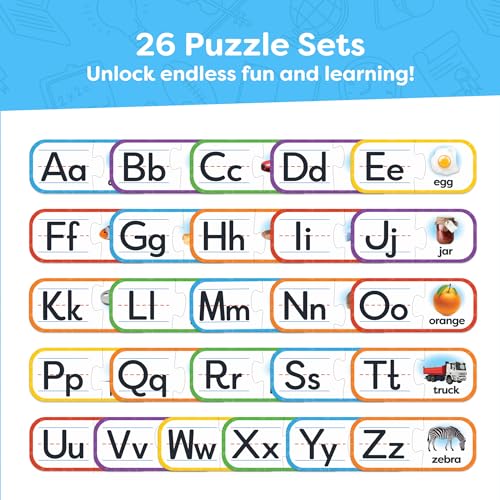 Alphabet Puzzle Games for Kindergarten - 26 Pairs Self-Correcting ABC Puzzles for Kids Ages 3-5 - ABC Puzzle Matching Game, Alphabet Puzzles Toddler Learning Toys - Preschool Classroom Must Haves - style: ABC Alphabet Puzzle