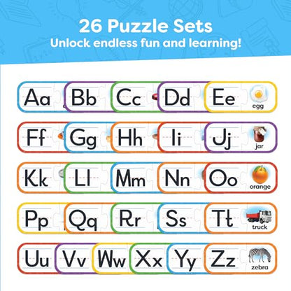 Alphabet Puzzle Games for Kindergarten - 26 Pairs Self-Correcting ABC Puzzles for Kids Ages 3-5 - ABC Puzzle Matching Game, Alphabet Puzzles Toddler Learning Toys - Preschool Classroom Must Haves - style: ABC Alphabet Puzzle