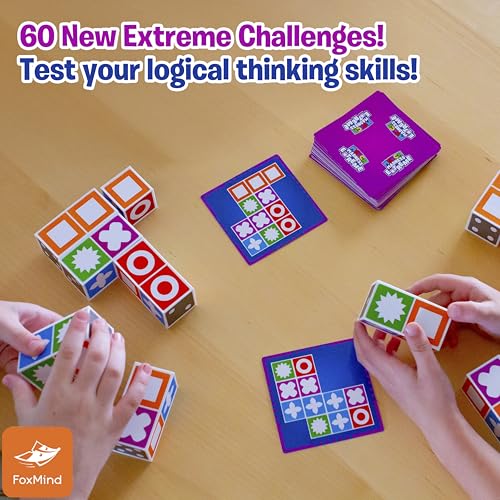 FoxMind Games: Expansion Pack -Match Madness Extreme Used with Original Match Madness Pattern Matching Puzzle Game, 60 New Challenge Cards, Fast-Paced up to 4 Players, Ages 7 and up - style: Expansion - Extreme