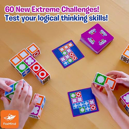 FoxMind Games: Expansion Pack -Match Madness Extreme Used with Original Match Madness Pattern Matching Puzzle Game, 60 New Challenge Cards, Fast-Paced up to 4 Players, Ages 7 and up - style: Expansion - Extreme