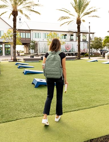 Uselike Travel Backpack for Women, 15.6 Inch Laptop Backpack, Quilted College Bookbag, Cute Work Backpacks, Water Resistant (Sage Green) - color: Sage Green