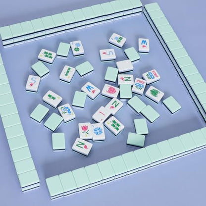 Jongyance American Mahjong Set(4 Layer) with Blue Carrying Bag, 160 Engraved Acrylic Tiles, 4 All-in-One Rack/Pushers, Mahjong Tiles Set (Ma Jong, Mah-Jongg, Majiang) - color: Green