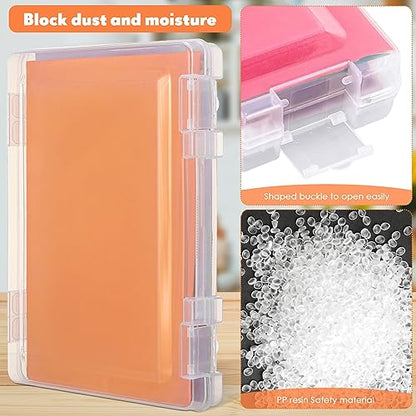 Wesiti 4 Pcs Scrapbook Paper Storage Box Clear Plastic Storage Boxes with Snap 14.17 x 10.63 x 1.77 Inches Art Project Case Craft Organizer File Document Holder Photo Magazine Letter Containers