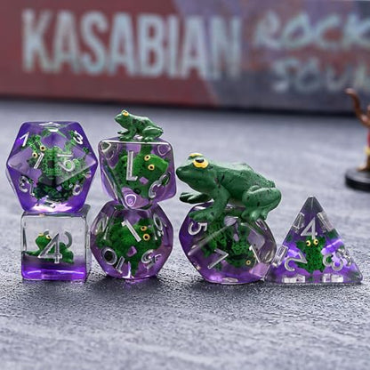 Resin Frog DND Dice Set, Polyhedral D&D Dice Animal Inclusion Dice for Dungeons and Dragons MTG RPG Board Games for 15 Years and Up - color: Frog