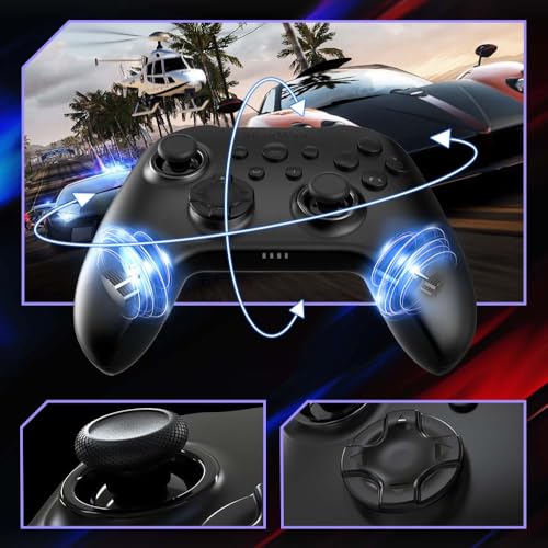 ShanWan Wireless Controller for PC, iPhone, Android, Switch, Steam, Gamepad 2.4G Bluetooth Controller with Hall Effect Trigger,Turbo,Rumble Vibration (Black)