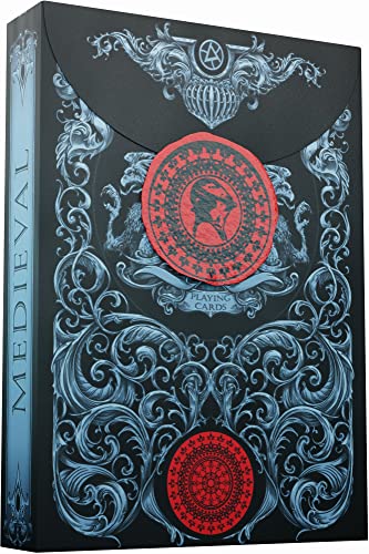 Medieval Playing Cards with Unique Seal and Free Card Game eBook, Stand Out with Cool Poker Cards, Black Deck of Playing Cards, Unique Illustrated Designs for Kids & Adults, Playing Card Decks - color: Stone