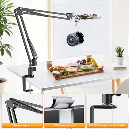 Tall Overhead Camera Mount, High Desk Phone Tripod Mount for Video Recording, Content Creator Essential Compatible with iPhone Compact Cam for Live/YouTube/TikTok