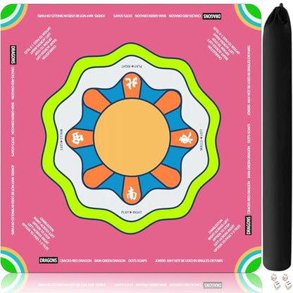 Mahjong Mat with Rule, 31.5x31.5Inch American Mahjongg Table Mat (Pink) | Anti-Wrinkle&Foldable Neoprene Mahjongg Travel Mat for Table with Learning Rule, Anti-Slip Noise Reduction Includes Carry Bag - color: Pink-