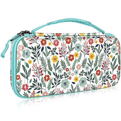 FINTIE Carrying Case for Nintendo Switch / Switch OLED Model (2021) | Shockproof, Hard Shell Protective Cover, Portable Travel Storage Bag, 10 Game Card Slots & Inner Pocket - color: spring bloom