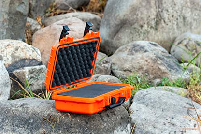 MEIJIA Portable All Weather Waterproof Protective Hard Case, Small Camera Case,Dry Case with Customizable Foam,Fit Use of Drones, Camera,Equipments, 11.65 ”x8.35”x3.78” - color: Orange