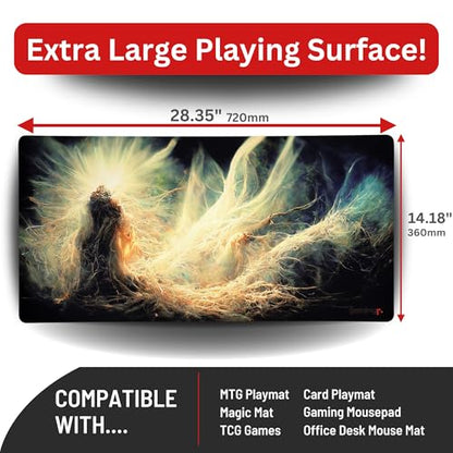 The Gaming Mat Company Single Player MTG Playmat & Mouse Pad – 28" x 14" Light & Energy Gaming Mouse Pad Compatible with Magic: The Gathering playmats, MTG Cards, TCG Gaming mat - color: Light & Energy